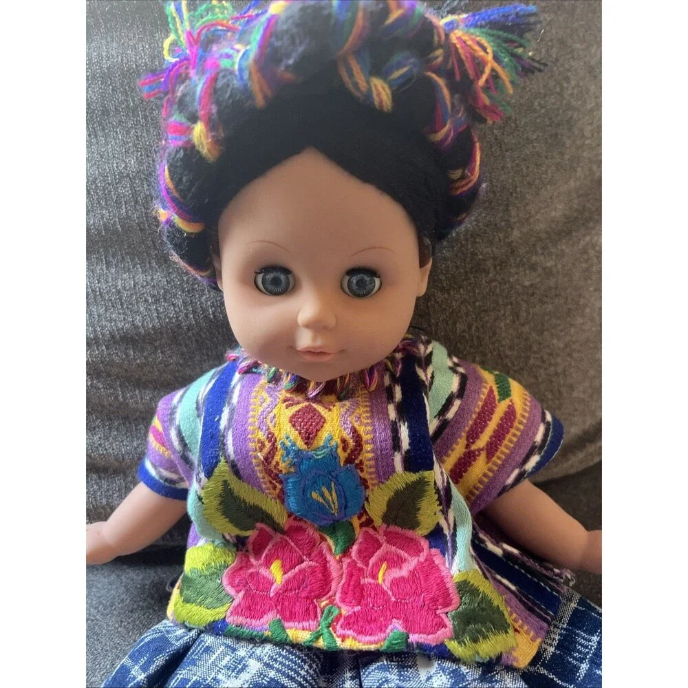 Unbranded Guatemalan Folk Art Doll Kids 12 Inch Multicolor‎ Traditional Dress
